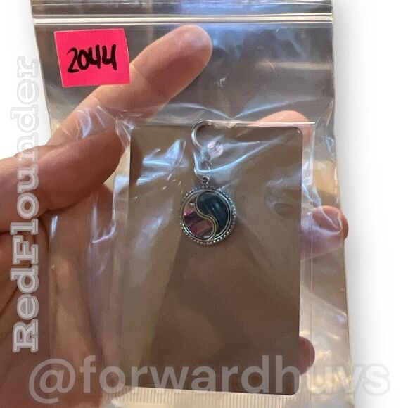 Bundle Sale 3 for $15 | Yin Yang Abalone Shell Charm | Silver Tone - Picture 7 of 8